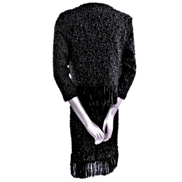 FRANK LYMAN 2-pc Knit Cardigan & Dress w/Fringe and Sequins - Picture 10 of 11